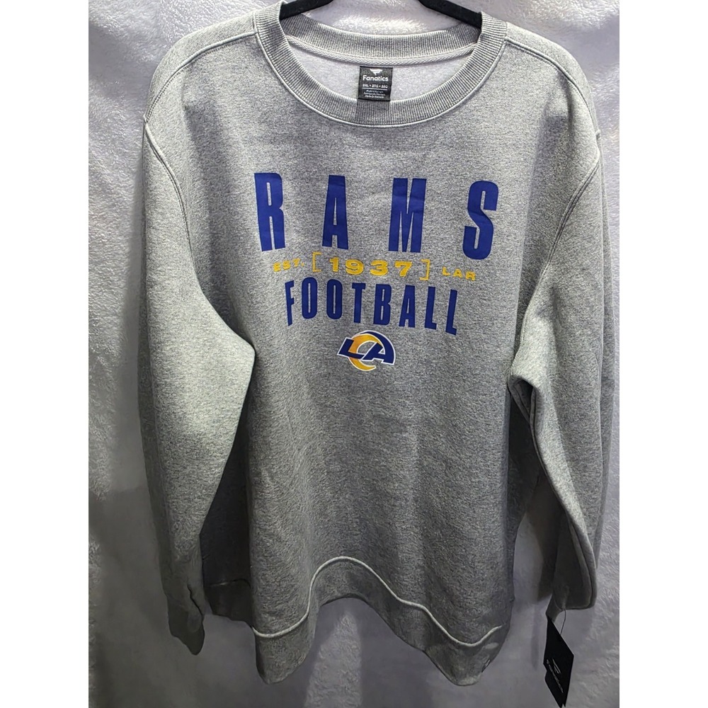 New Men Fanatics Los Angeles Rams Gray Powerful Throw Legacy Crew Sweatshirt S - Picture 3 of 9